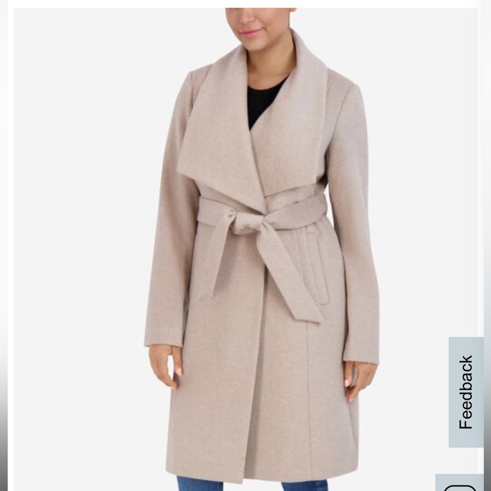 Cole Han Wrap Coat - size 6, color: bone
